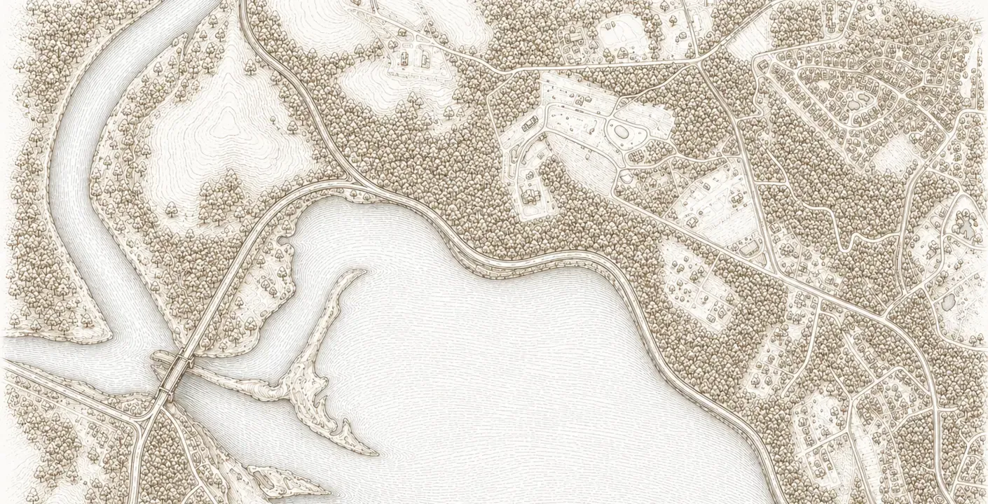 Illustrated map of the Garden Route showing the lagoon and roads leading to ENON HEIGHTS